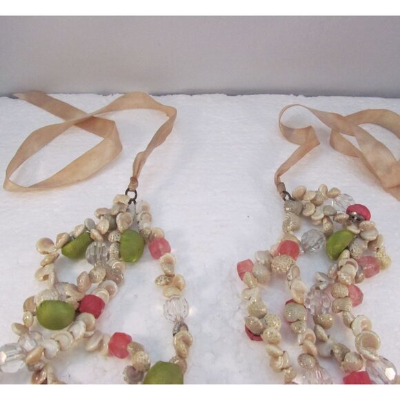 Vintage Multi Strand Shell & Bead Necklace with Ribbon Tie - Picture 10 of 15